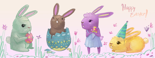 easter bunny with easter eggs