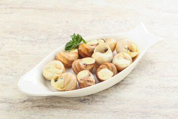 Delicous baked snail with butter - Escargot