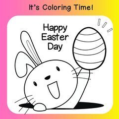Colouring Easter bunny worksheet. Educational printable coloring worksheet. Vector set of easter bunny on white background. Motor skills education. Vector illustrations.