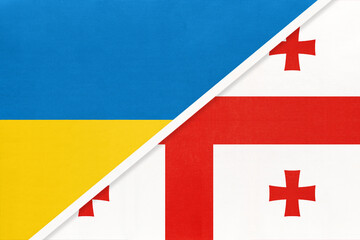 Ukraine and Georgia, symbol of country. Ukrainian vs Georgian national flags.
