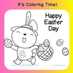 Colouring Easter bunny worksheet. Educational printable coloring worksheet. Vector set of easter bunny on white background. Motor skills education. Vector illustrations.