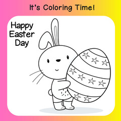 Colouring Easter bunny worksheet. Educational printable coloring worksheet. Vector set of easter bunny on white background. Motor skills education. Vector illustrations.