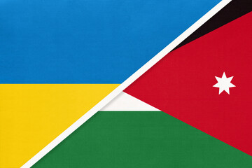 Ukraine and Jordan, symbol of country. Ukrainian vs Jordanian national flags.