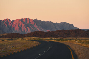 Majestic landscaped view of road in Africa, Namibia