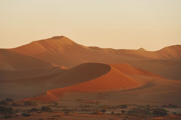 Colder colored sand. Majestic view of amazing landscapes in African desert