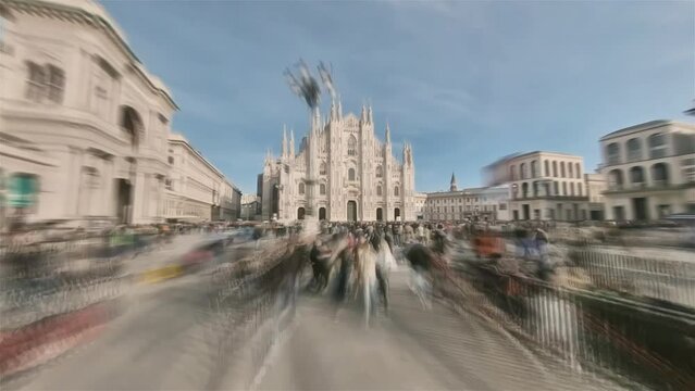 Milan, Italy, Hyperlapse - First person hyperlapse of the Piazza Duomo in Milan in Milan during a sunny day