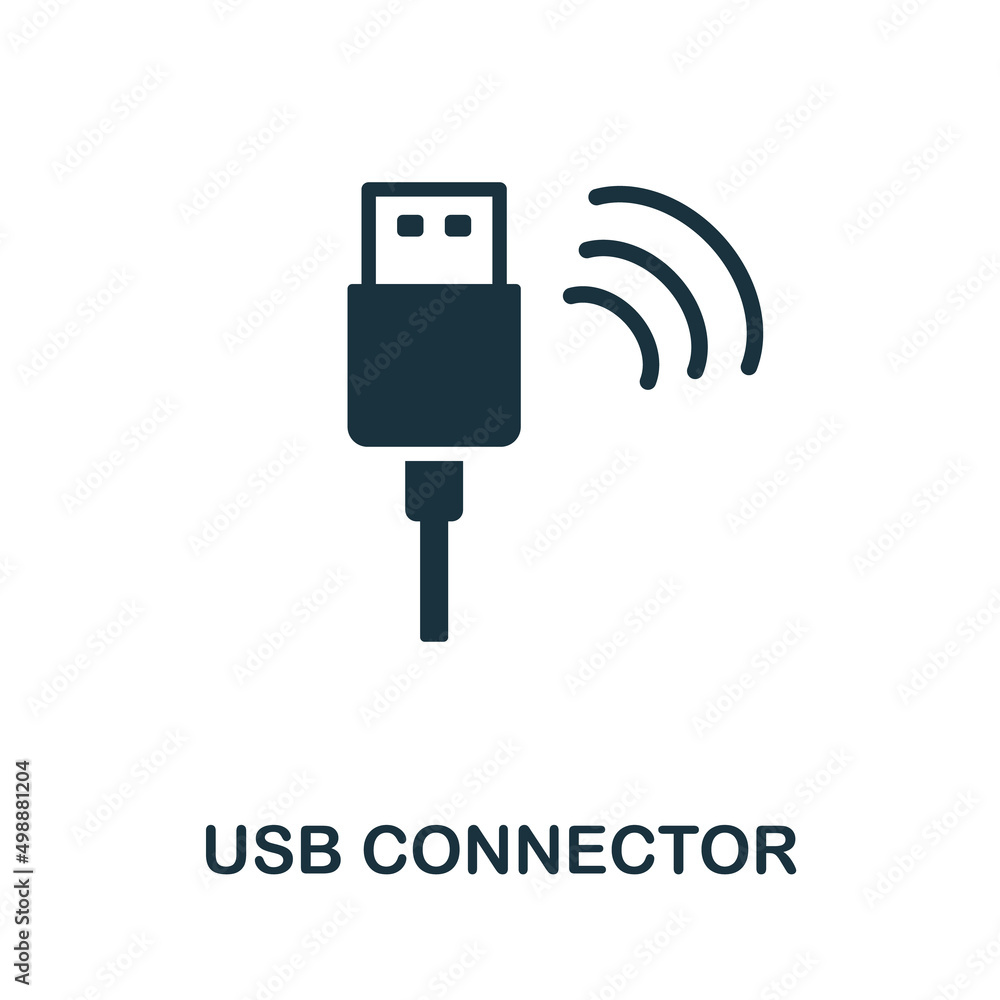 Poster usb connector flat icon. colored element sign from networking collection. flat usb connector icon si
