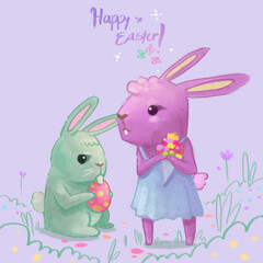 cute easter bunny with easter egg