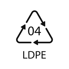 LDPE 04 recycling code symbol. Plastic recycling vector low density polyethylene sign. - obrazy, fototapety, plakaty