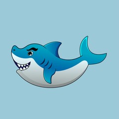 Cute baby Shark fish in the water cartoon illustration for education children
