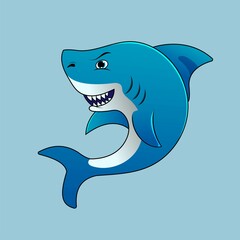 Cute baby Shark fish in the water cartoon illustration for education children