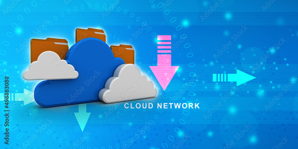 Poster 3d rendering cloud folder network