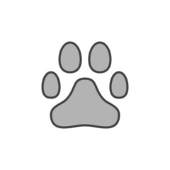Paw Print or Animal footprint vector concept gray icon