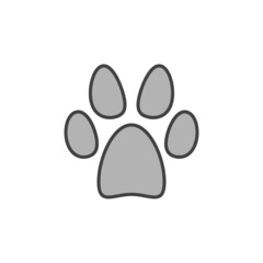 Puppy Foot Print gray icon - Animal Paw Mark vector sign