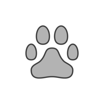 Paw Print or Animal footprint vector concept gray icon