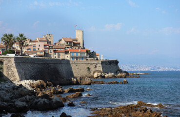 View of the fortress of Antibes, an ancient beautiful city on the French Riviera