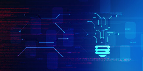2d illustration bulb future technology, innovation background, creative idea concept 