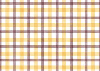 yellow and dark brown watercolor plaid repeat seamless pattern