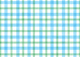 blue and green watercolor plaid repeat seamless pattern