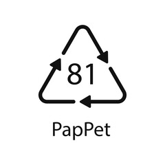 Paper (cardboard). Recycling codes 81 PapPet. Composite materials sign. Vector illustration