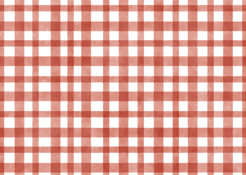 Dark Red Watercolor Plaid Repeat Seamless Pattern