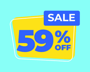 59% off tag fifty nine percent discount sale blue letter yellow background