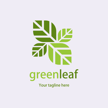 Green leaf modern logo brand