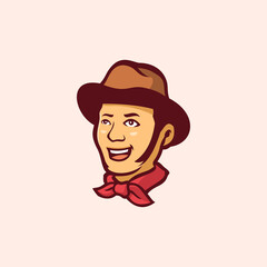 Cowboy head mascot logo vector