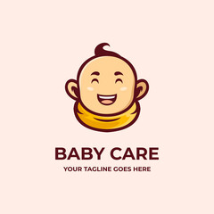 Baby care cute mascot logo template