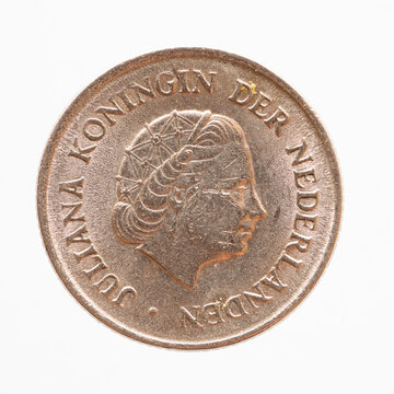 Netherlands - Circa 1977: A 25 Cent Coin Of The Netherlands Showing A The Portrait Of Queen Juliana Of The Netherlands