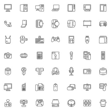 Digital Gadgets line icons set