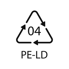 PE-LD 04 recycling code symbol. Plastic recycling vector low density polyethylene sign.
