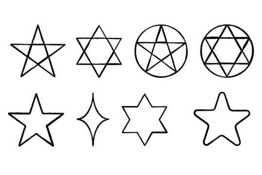 Hand drawn grunge star symbol. Star pictogram pentogram sign. Sketch doodle vector texture illustration on a white background.