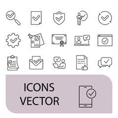 Approve icons set . Approve pack symbol vector elements for infographic web