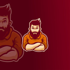 Man beard mascot modern logo template