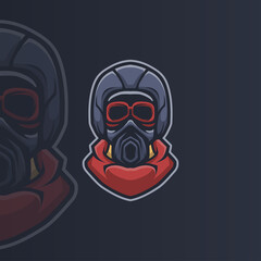 Rider head mask mascot modern logo template