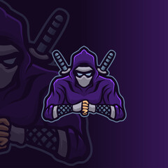 Ninja head mascot modern logo template