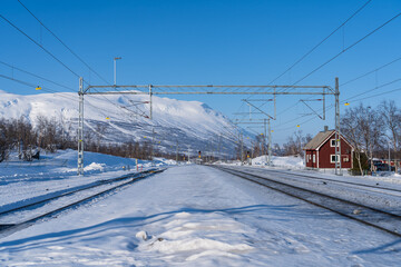Railway station at Abisko Ostra, in Swedish Lapland, a popular travel destination.