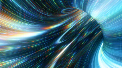 Spacetime Scifi Digital Arts concept distortion warp on space bended curved as hole 3d render