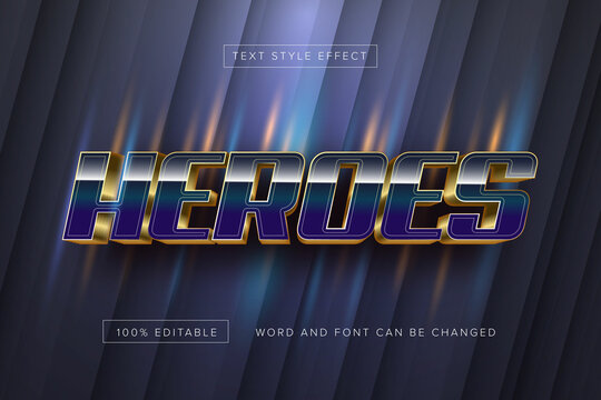 Blue text heroes Text Style Effect Editable