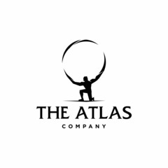 Atlas logo icon. geometric Atlas god lifting globe. black logo icon design illustration