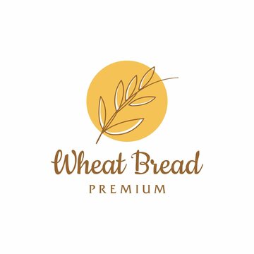 wheat grass logo design. wheat in line art style outline design Illustration. farming or Harvest logo symbol