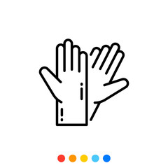 Obraz premium Medical rubber gloves linear icon, Vector.