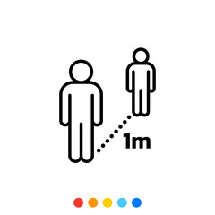 Vector Social distancing linear icon.