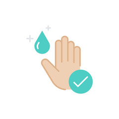 Flat icon of hand cleansed with hand sanitizer, Vector.