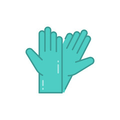 Medical rubber gloves Flat icon, Vector.