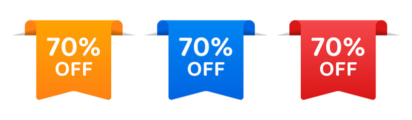 Sale tags set vector badges template 70% off.
