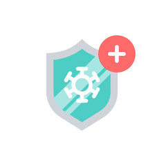 Shield Flat icon with virus symbol, Vector.