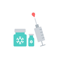 Syringe and medicine Flat icon, Vector.
