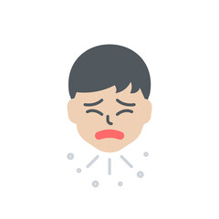 A man who coughs heavily Flat icon, Vector.